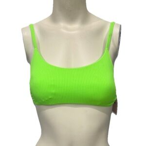 YMI Ribbed Bikini Top Women’s L Neon Green Padded NWT $60